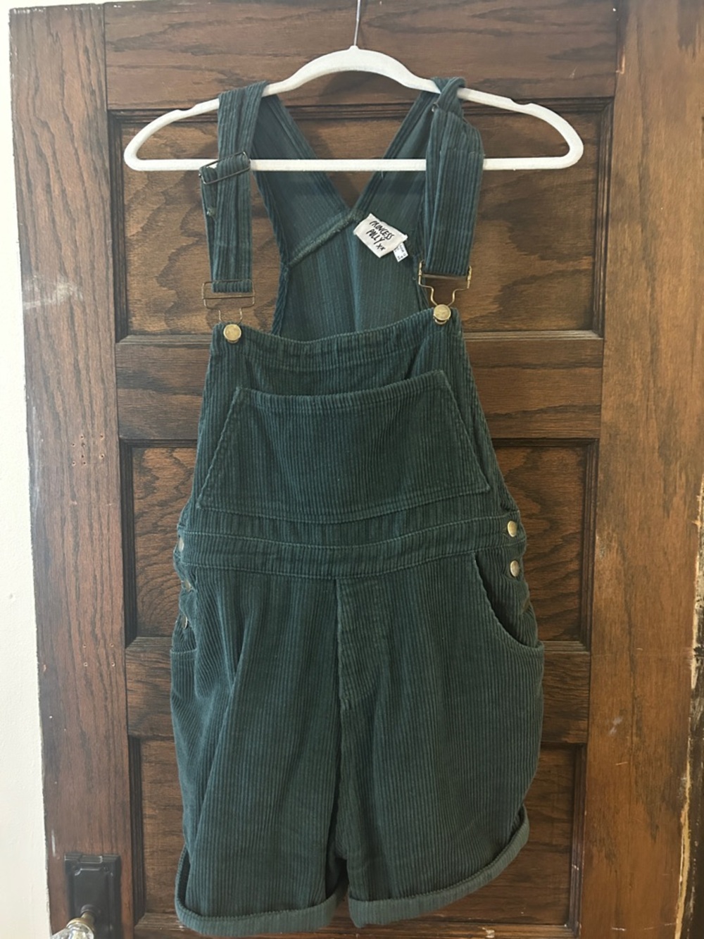 Princess Polly Green Corduroy Short Overalls